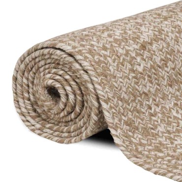 vidaXL Χαλί Περιοχής Φυσικό και Λευκό 80x250cm Γιούτα