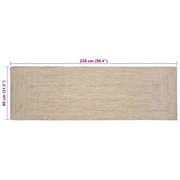 vidaXL Χαλί Περιοχής Φυσικό και Λευκό 80x250cm Γιούτα