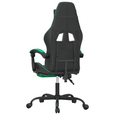 vidaXL Καρέκλα Gaming Περιστρ. Υποπόδιο Μαύρο/Πράσινο Συνθετικό Δέρμα 57,5x59,5x(121-131)cm 1 τεμ.