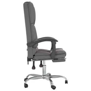 vidaXL Πολυθρόνα Γραφείου Μασάζ Ανακλινόμενη Γκρι από Συνθετικό Δέρμα 63x56x(110,5-120) cm 1 τεμ.