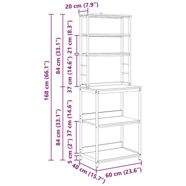 vidaXL Ράφι Κουζίνας 5 επιπέδων 60x40x168cm Επεξεργασμένο Ξύλο 1 τεμ.