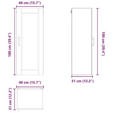 vidaXL Ντουλάπα Τοίχου PORTO Καπνιστό Δρύς 40x31x100cm