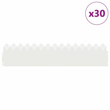vidaXL Περιγράμματα γκαζόν 30 τμχ. 103 x 0,05 x 22 εκ Ατσάλι Λευκό