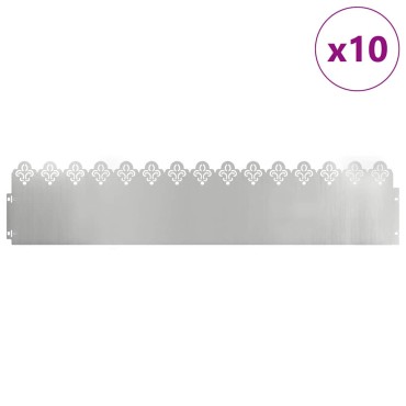 vidaXL Περιγράμματα γκαζόν 10 τμχ. 103 x 0,05 x 22 εκ Ασημί