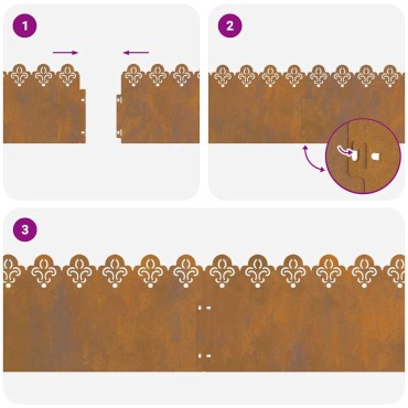 vidaXL Περιγράμματα γκαζόν 20 τμχ. 103 x 0,05 x 22 εκ Σκ rusty