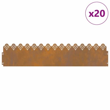 vidaXL Περιγράμματα γκαζόν 20 τμχ. 103 x 0,05 x 22 εκ Σκ rusty
