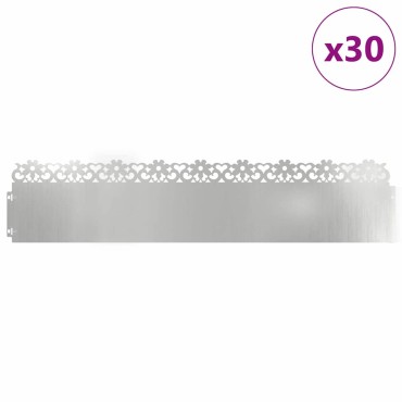 vidaXL Περιγράμματα γκαζόν 30 τμχ. 103 x 0,05 x 22 εκ Ασημί