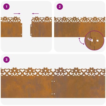 vidaXL Περιγράμματα γκαζόν 10 τμχ. 103 x 0,05 x 22 εκ Σκ rusty