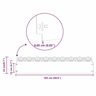 vidaXL Περιγράμματα γκαζόν 20 τμχ. 103 x 0,05 x 22 εκ Σκ rusty