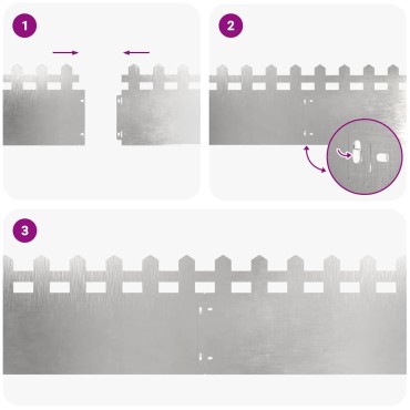vidaXL Περιγράμματα γκαζόν 10 τμχ. 103 x 0,05 x 22 εκ Ασημί
