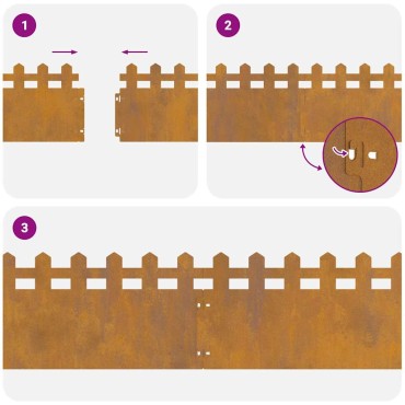 vidaXL Περιγράμματα γκαζόν 10 τμχ. 103 x 0,05 x 22 εκ Σκ rusty