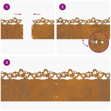 vidaXL Περιγράμματα γκαζόν 20 τμχ. 103 x 0,05 x 22 εκ Σκ rusty