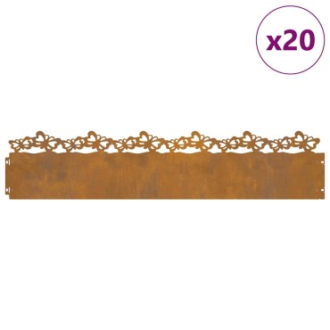 vidaXL Περιγράμματα γκαζόν 20 τμχ. 103 x 0,05 x 22 εκ Σκ rusty