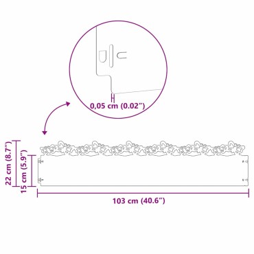 vidaXL Περιγράμματα γκαζόν 30 τμχ. 103 x 0,05 x 22 εκ Σκ rusty