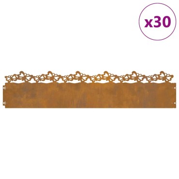 vidaXL Περιγράμματα γκαζόν 30 τμχ. 103 x 0,05 x 22 εκ Σκ rusty