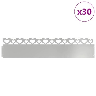vidaXL Περιγράμματα γκαζόν 30 τμχ. 103 x 0,05 x 22 εκ Ασημί