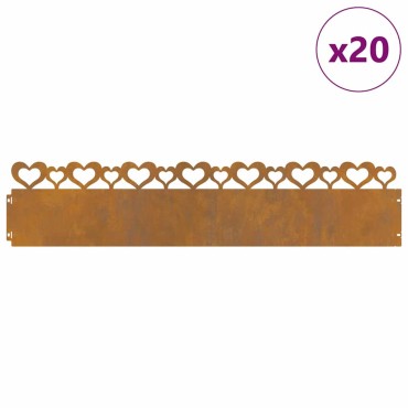 vidaXL Περιγράμματα γκαζόν 20 τμχ. 103 x 0,05 x 22 εκ Σκ rusty