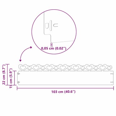 vidaXL Περιγράμματα γκαζόν 30 τμχ. 103 x 0,05 x 22 εκ Σκ rusty