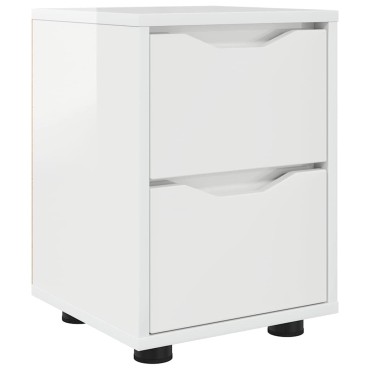 vidaXL Κομοδίνο Υψηλής γυαλάδας λευκό 30,5x30x43 εκ 1 τεμ.