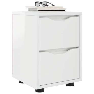 vidaXL Κομοδίνο Υψηλής γυαλάδας λευκό 30,5x30x43 εκ 1 τεμ.
