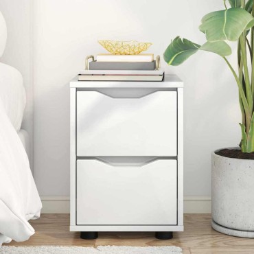 vidaXL Κομοδίνο Υψηλής γυαλάδας λευκό 30,5x30x43 εκ 1 τεμ.