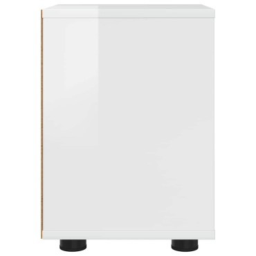 vidaXL Κομοδίνο Υψηλής γυαλάδας λευκό 30,5x30x43 εκ 1 τεμ.