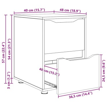 vidaXL Ντουλάπι αποθήκευσης 40x48x57cm Επεξεργασμένο Ξύλο 1 τεμ.