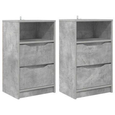 vidaXL Κομοδίνα 2 τεμ. Σκυρόδεμα Γκρι 40x30x467 εκ