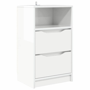 vidaXL Κομοδίνο Γυαλιστερό Λευκό 40x30x67cm Επεξεργασμένο Ξύλο 1 τεμ.