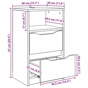 vidaXL Κομοδίνο Γυαλιστερό Λευκό 40x30x67cm Επεξεργασμένο Ξύλο 1 τεμ.