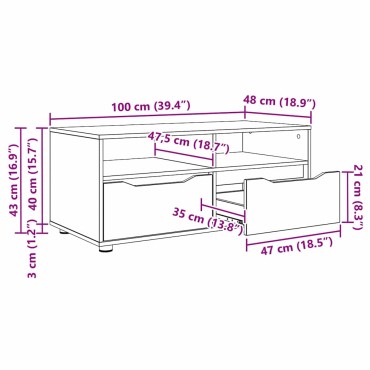 vidaXL Ντουλάπι TV 100x48x43cm Artisan Oak Επεξεργασμένο Ξύλο