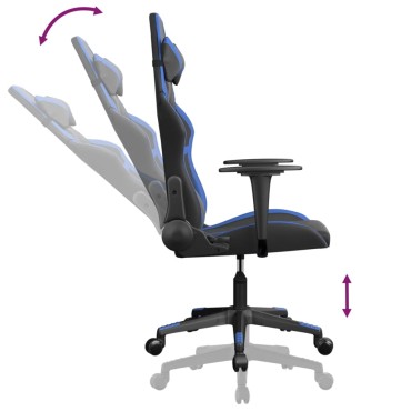 vidaXL Καρέκλα Gaming Μαύρο/Μπλε από Συνθετικό Δέρμα 67x64x(116-127)cm 1 τεμ.