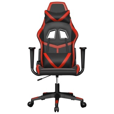 vidaXL Καρέκλα Gaming Μασάζ Μαύρο/Κόκκινο από Συνθετικό Δέρμα 67x64x(116-127)cm 1 τεμ.
