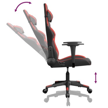 vidaXL Καρέκλα Gaming Μασάζ Μαύρο/Κόκκινο από Συνθετικό Δέρμα 67x64x(116-127)cm 1 τεμ.