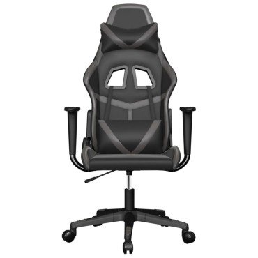 vidaXL Καρέκλα Gaming Μαύρο/Γκρι από Συνθετικό Δέρμα 67x64x(116-127)cm 1 τεμ.