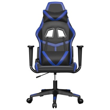 vidaXL Καρέκλα Gaming Μασάζ Μαύρο/Μπλε από Συνθετικό Δέρμα 66,5x61x(118-127,5)cm 1 τεμ.