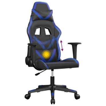 vidaXL Καρέκλα Gaming Μασάζ Μαύρο/Μπλε από Συνθετικό Δέρμα 66,5x61x(118-127,5)cm 1 τεμ.