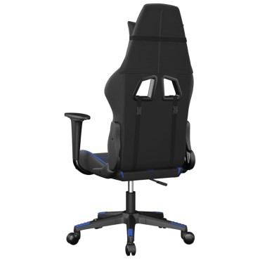 vidaXL Καρέκλα Gaming Μασάζ Μαύρο/Μπλε από Συνθετικό Δέρμα 66,5x61x(118-127,5)cm 1 τεμ.
