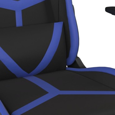 vidaXL Καρέκλα Gaming Μασάζ Μαύρο/Μπλε από Συνθετικό Δέρμα 66,5x61x(118-127,5)cm 1 τεμ.