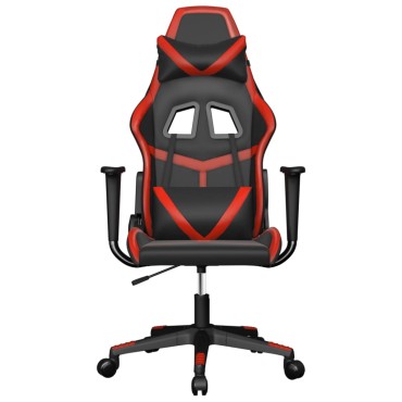 vidaXL Καρέκλα Gaming Μασάζ Μαύρο/Κόκκινο από Συνθετικό Δέρμα 66,5x61x(118-127,5)cm 1 τεμ.