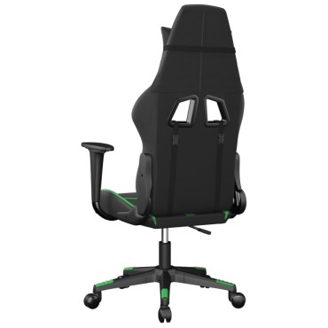 vidaXL Καρέκλα Gaming Μασάζ Μαύρο/Πράσινο από Συνθετικό Δέρμα 66,5x61x(118-127,5)cm 1 τεμ.