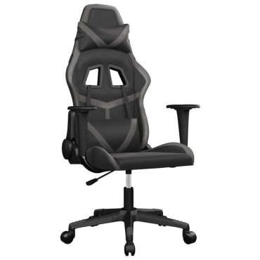 vidaXL Καρέκλα Gaming Μασάζ Μαύρο/Γκρι από Συνθετικό Δέρμα 66,5x61x(118-127,5)cm 1 τεμ.
