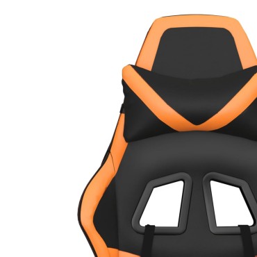 vidaXL Καρέκλα Gaming Μασάζ Μαύρο/πορτοκαλί από Συνθετικό Δέρμα 66,5x61x(118-127,5)cm 1 τεμ.