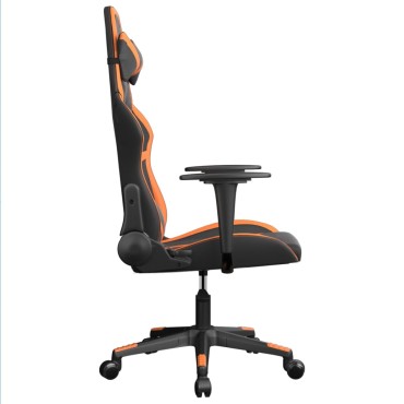 vidaXL Καρέκλα Gaming Μασάζ Μαύρο/πορτοκαλί από Συνθετικό Δέρμα 66,5x61x(118-127,5)cm 1 τεμ.