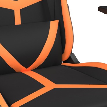 vidaXL Καρέκλα Gaming Μασάζ Μαύρο/πορτοκαλί από Συνθετικό Δέρμα 66,5x61x(118-127,5)cm 1 τεμ.