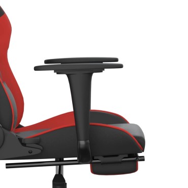 vidaXL Καρέκλα Gaming Μασάζ Υποπόδιο Μαύρο/Κόκκινο από Συνθετικό Δέρμα 66x56x(120,5-131)cm 1 τεμ.