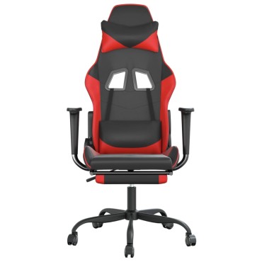 vidaXL Καρέκλα Gaming Μασάζ Υποπόδιο Μαύρο/Κόκκινο από Συνθετικό Δέρμα 66x56x(120,5-131)cm 1 τεμ.