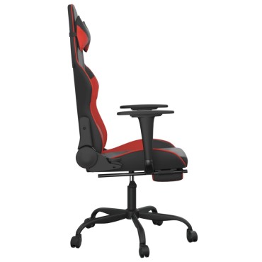 vidaXL Καρέκλα Gaming Μασάζ Υποπόδιο Μαύρο/Κόκκινο από Συνθετικό Δέρμα 66x56x(120,5-131)cm 1 τεμ.
