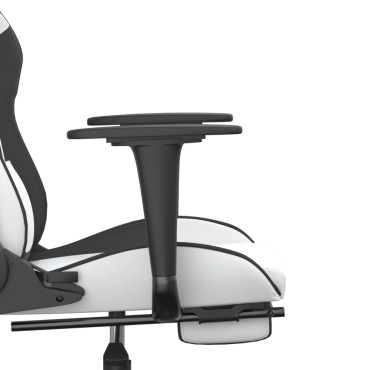 vidaXL Καρέκλα Gaming με Υποπόδιο Λευκό και Μαύρο από Συνθετικό Δέρμα 66x56x(120,5-131)cm 1 τεμ.