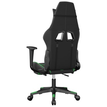 vidaXL Καρέκλα Gaming Μασάζ Υποπόδιο Μαύρο/Πράσινο από Συνθετικό Δέρμα 67x64x(116-127)cm 1 τεμ.